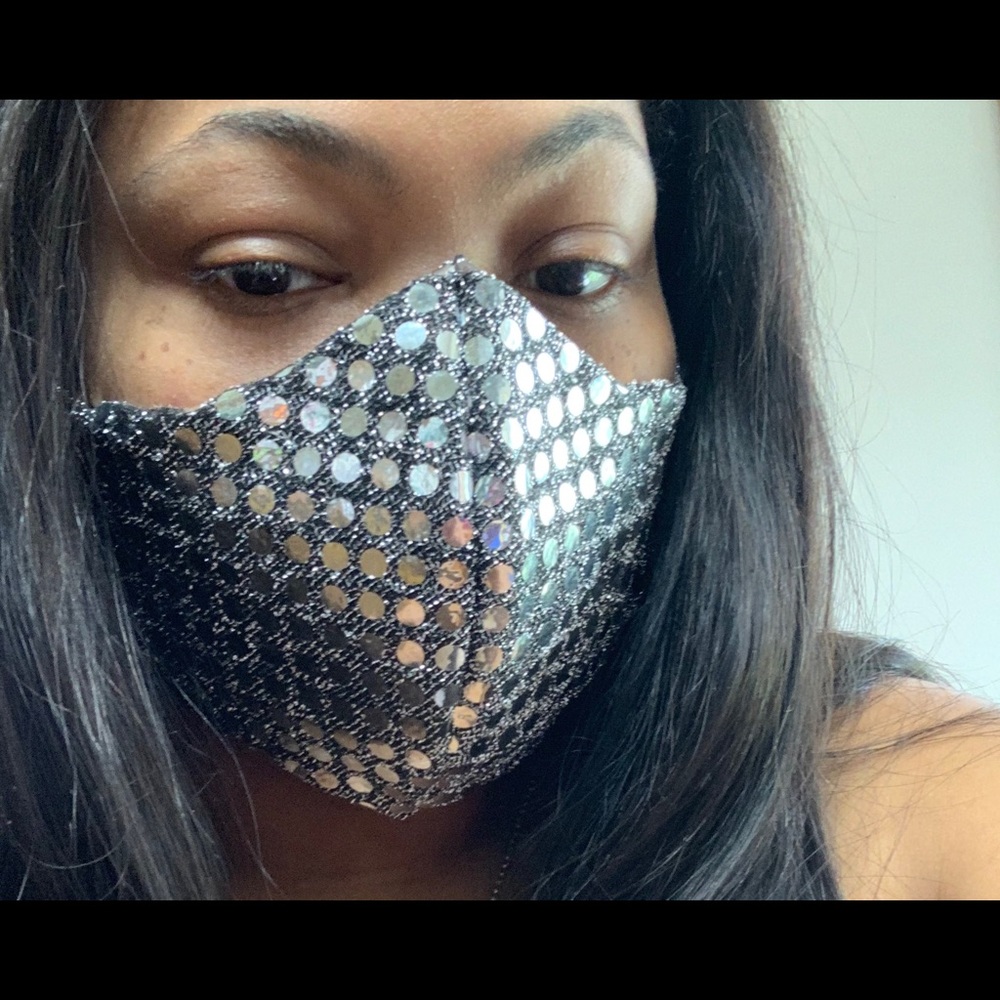 Silver/Black Sequined Face Mask